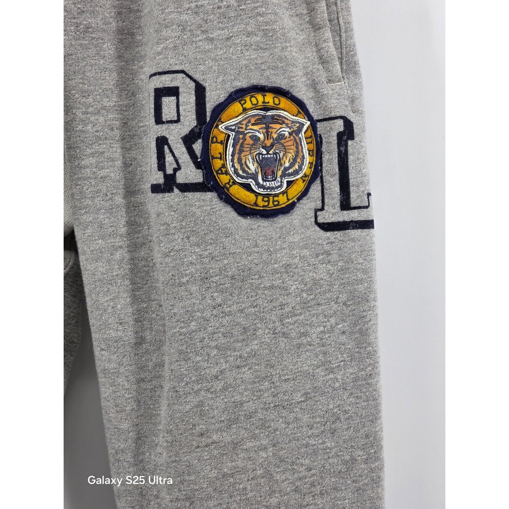 POLO Ralph Lauren Tiger Patch University Run Jogger Sweatpants Mens MEDIUM Grey